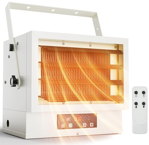 EUHOMY Electric Garage Heater 7500 Watt, 240V Hardwired Ceiling Workshop heater with Full-Function Remote & 9-Hour Timer, ETL Compliant Wall Heater Suitable for Garage, Workshop, Warehouse