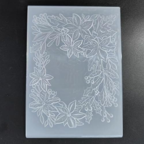 WooYangFun 3D Merry Christmas Wreath Embossing Folder for Card Making Floral DIY Plastic Scrapbooking Photo Album Card Paper DIY Craft Decoration Template Mold
