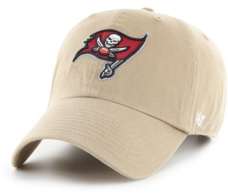 '47 NFL Tampa Bay Buccaneers Clean Up Unisex-Baseballkappe, Verstellbarer Riemenverschluss, Einheitsgröße, Team Logo, Farbe Khaki
