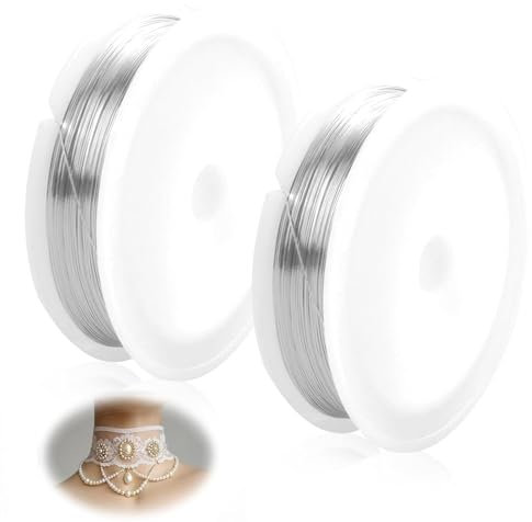 2 Piezas Alambre Galvanizado de 0,3 mm x 50m, Alambre Flexible para Modelar, Manualidades, Floristería y Joyería, Resistente a la Corrosión y Altamente Durable