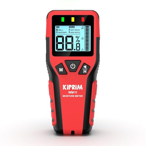Kiprim WM11 Non-Destructive Pinless Moisture Tester, Wood, Walls Accurate | Delivers stable and accurate moisture readings, practical for home inspection, renovation and building condition checking.