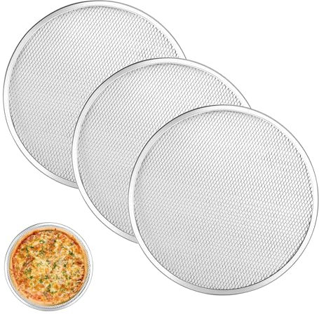 LCUHAVA 3PCS 12In Aluminum Pizza Screen Trays for Oven Non Stick Pizza Oven Tray Orbicular, Fast Thermal Conductivity and Even Heating, for Use in Family Restaurant Kitchens