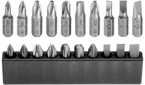 QUARKZMAN 10 stycken Phillips slits-skruvmejsel-bits-set PH0 PH1 PH2 PH3 PH4 PZ2 SL4 SL5 SL6 S2-stål 1/4 tum sexkantsbitssats magnetisk power-borrbit med bitshållare