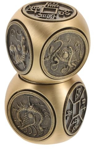 CALLARON 2pcs Antique Brass Spinner Dice Set Unique Metal Handheld Game Dice Retro Vintage Stress Relief Office Desk Gadget