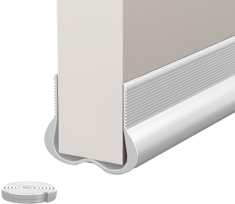 Hinapan 1 junta autoadhesiva para puerta inferior, cinta de sellado de silicona, burlete contra el frío, el ruido, el polvo y los insectos, se puede cortar, 8 almohadillas adhesivas fuertes (blanco)