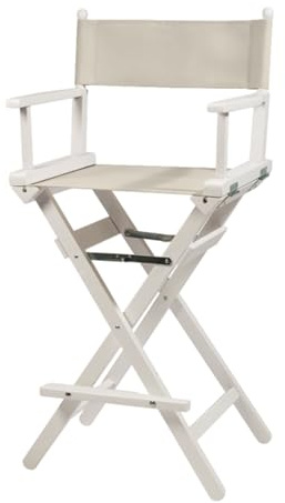 ZStyle Regisseurstuhl, zusammenklappbar, leicht, tragbar, Director Make Up Hotel, Restaurant, Haus, Veranda, Bar, Make-up, Buchenholz, hoher Stoff, Make-up (weißer Schaft - Ecru-Stoff)