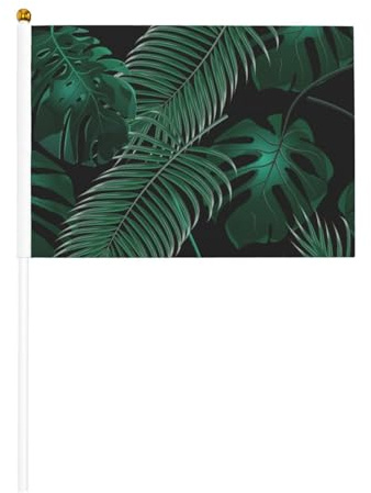 Drapeau à main polyvalent avec imprimé feuille de bananier vert