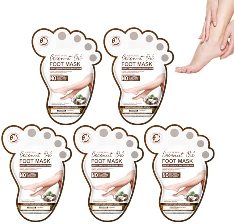 Lot de 5 paires de masques pour les pieds avec chaussettes anti-callosités pour homme et femme - Soin hydratant en profondeur contre les pieds secs et les fissures - Vitamine E - Hydratant et