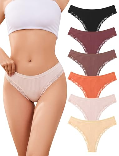 ANSUKOO Stringtrosor Dam Bomull, String Trosor UnderkläDer Flerpack | 6 Pack LåGmidjade Women Underwear Brazilian Stringtrosa,SöMlöSa Tanga Damtrosor,Invisible Trosa, Trosor Dam Flerpack Bomull