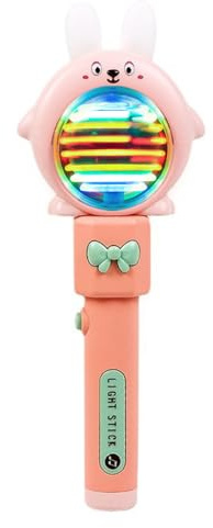 Giocattolo Elettrico con Bacchetta LED per Bambini – Gioco sensoriale Musicale Lampeggiante | Bastone Magico Luminoso Rotante | Orecchie in Morbida con Design a Forma di Coniglio in ABS per BAMB