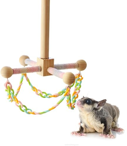 Bawiaueu Balançoire pour Hamster | Jouet en Bois à Balançoire Interactive pour Petits Animaux - Jouet en Bois pour Écureuils,pour Hamster Gerbille Furet Hérisson Cobaye Chinchilla Perruche Calopsitte