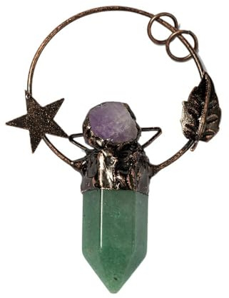 YOPI Colgante de joyería de Bronce con Columna Hexagonal de Cristal Natural Retro(GreenEastMausoleum)