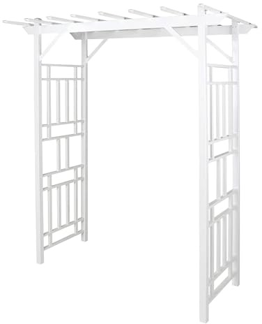 Dura-Trel Wellington Arbor, Vinyl Garden Archway for Outdoors, 72 x 85, White - Backyard Decorative Arch and Backdrop with Lattice Design and Trellis Sides for Climbing Plants, Vines and Flowers