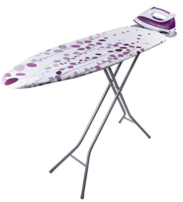 Orbegozo TP2000 - Bügelbrett, aus Stahlgeflecht gefertigt, Baumwollüberzug, Halterung für Bügeleisen, Weiß und Violett, 114 x 36 cm