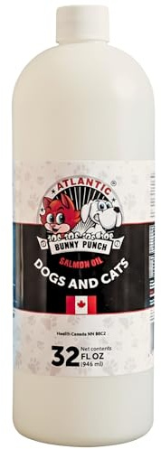 Bunny Punch Pure Atlantic Salmon Oil for Dogs & Cats - Liquid Food Topper - 32 oz