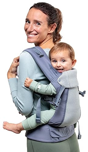 Beco Gemini Baby Carriers from Newborn to Toddler - Certified Ergonomic Newborn Baby Carrier for Infants and Children of 7-35 lbs - M Shape, Adjustable Seat, Breathable 3D Mesh (Cool Dark Grey)