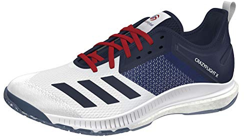 adidas EH2580 Crazyflight USAV Low Chaussures de Volley unisexe (Blanc - Bleu/Rouge - Blanc - Cloudwhite Collegiatenavy Powerred, 41 1/3 EU EU