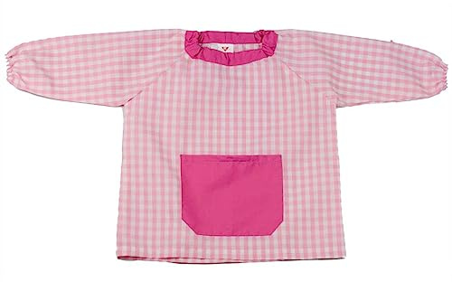 KLOTTZ PONCHO - Babi poncho sin botones guardería. Bata escolar cómoda de vestir perfecta para comedores y colegios. bebé-niños color: ROSA talla: 0