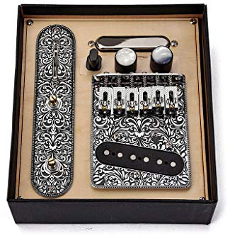 Guitar Saddle Bridge Plate Loaded with Alnico V Pickup,Electric Guitar 3 Way Switch Control Plate, Guitar Neck Pickup Set for Telecaster kit Electric Guitar Replacement (Chrome)