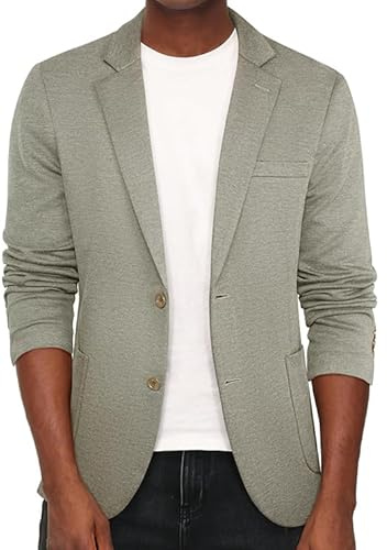 PJ Paul Jones Men's Casual Knit Blazer Suit Jackets Two Button Lightweight Unlined Sport Coat, Khaki-Lightweight, L
