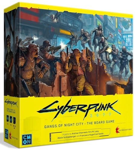 CMON Cyberpunk 2077 Gangs of Night City Brettspiel - Erobern Sie die Nachtstadt in diesem immersiven Sci-Fi-Strategiespiel! Abenteuerspiel, ab 14 Jahren, 1-4 Spieler, 90-120 Minuten Spielzeit,