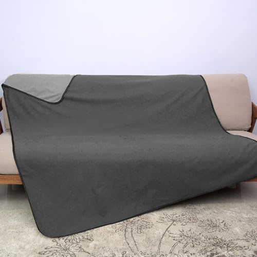 Kritter Planet kärleksfilt sexfilt vattentät liten, tvättbar hundfilt kattfilt soffpläd överkast soffa skydd hund gosig filt vattentät för soffa säng soffa bil, L filt 130 x 150, grå