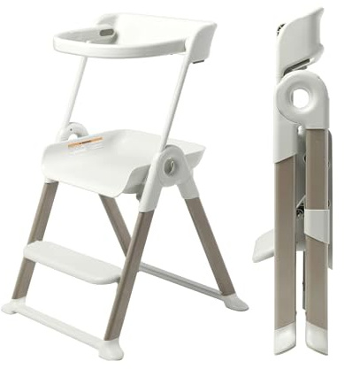 Boon Pivot Toddler Tower Kids Kitchen Step Stool - Folding Step Stool for Bathroom Sink or Kitchen Counter - CPC Certification - White - Ages 18 Months to 4 Years