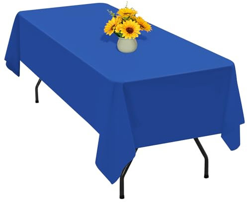 1 Pack Royal Blue Polyester Tablecloth for 6 Ft Rectangle Table,60 x 102 inch Polyester Fabric Table Cloth Wrinkle Resistant Washable Table Cover,for Wedding,Birthday,Party,Banquets Decorate