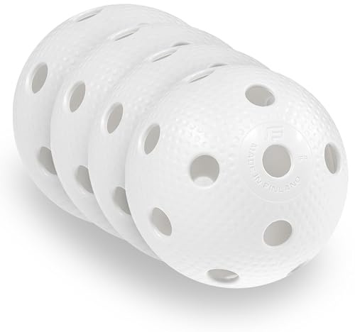 FAT PIPE Floorball & Unihockey Ball Set di 4 palline da competizione + palla da allenamento con certificato IFF per qualità testata, Made in Finland Floorball (bianco)