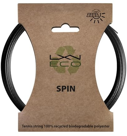 Wilson Set de Cuerdas de Tenis Eco Spin, Fabricado con Poliéster Resistente, Maestría de Precisión para Mayor Retención de Tensión, Opción Ecológica, Cuerda Compostable, Color: Negro, Tamaño: 125
