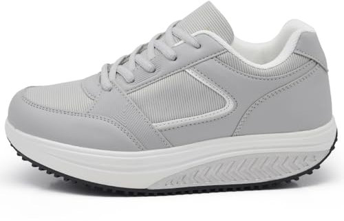 IF Zapatillas de deporte basculantes correr deportivas gimnasia zapatillas cómodas para caminar balancín fitness bienestar adelgazante cómodas para mujer, 05 Gris Ajuste Estrecho, 38 EU Stretta