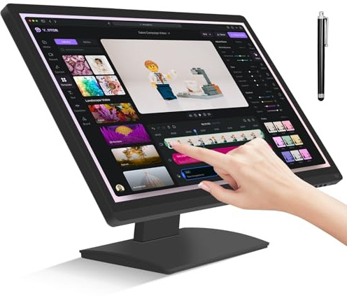FYHXele 24 Inch Touchscreen Monitor, IPS FHD 1080P Touch PC Display, 100Hz, LED Backlit Multi-Touch Monitor, VESA, HDMI & VGA & USB Computer Touch Screen for Gaming, Business, Warehouse, Bar, Gym