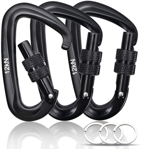 Keychain for Men & Women 3 Packs 12KN Heavy Duty Carabiner Clip with Key Rings, EDC Key Organizer for Car Keys, Outdoor Gear, Camping & Everyday Carry Key Chain