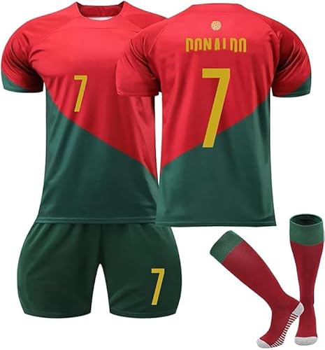 FTRGHNY Maglia Calcio Bambino Uomo 2025, Maglietta da calcio,Rosso Maglia, Set di Maglie da Calcio,Abbigliamento da Allenamento per il Calcio Camicia, Pantaloncini Calzini e Ginocchiera