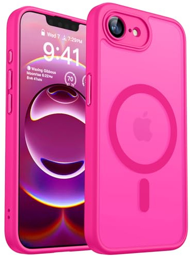 CANSHN für iPhone 17e / 16e Hülle mit Kameraschutz für Magsafe (TOP Militärschutz & Magnetkraft) Extrem Haltbarkeit Hülle iPhone 17e / 16e Case Stoßfest, Leuchtend Rosa