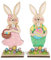 COCHIE Osterdeko Holz Hase, Osterhase Deko aus Holz, zum Hinstellen,2er Set Deko Aufsteller für Ostern,Osterdekoration Garten Osterhasen Deko Holz