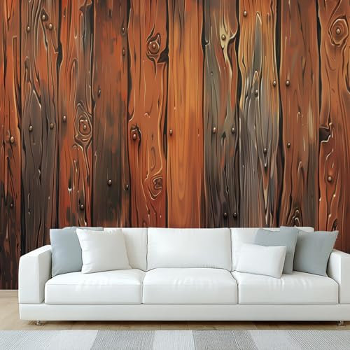 Générique Papier Peint Panoramique Imitation Bois Marron, Papier Peint Effet Bois, Fresque Murale, Decoration Chambre Salon, 350 x 256 cm