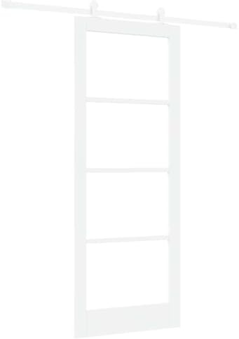 vidaXL Skjutdörr ORKDAL Vit 83 x 211 cm Massivt tallträ och glas, Vardagsrum, modern skjutpartition, rektangulär furu dörr, smart utrymmesbesparare, minimalistisk stil