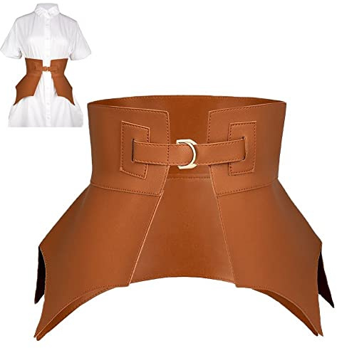 Stakee Cinturón Ancho Y Largo De Piel Sintética Irregular, Estilo Punk, para Mujer, para Disfraz, Cinturón Elástico, Cinturón De Corsé para Abrigos Y Suéteres.