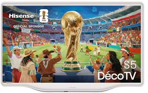 Hisense 32S5Q Deco TV, 80cm (32 Zoll), FHD QLED, HDR10, Dolby Atmos, QLED Colour, 60Hz, DVB-T2+C+S2 Tuner, WiFi, HDMI, Gallerie Mode, Kunst-Inspiriertes Design, Rauschreduzierung, DTS Virtual: X