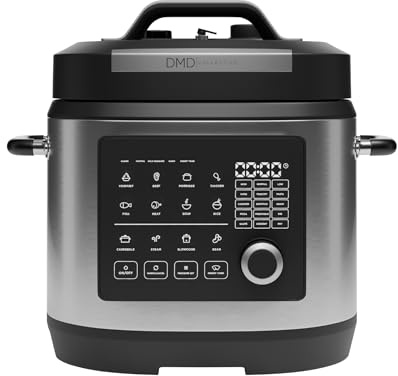 DMD Collective - 6L Pressure Cooker 23-in-1 Electric Multi-Cooker – Fast & Easy One-Pot Cooking, Pressure Cook, Slow Cook, Rice, Steam, Sauté, Yoghurt, Keep Warm, Dishwasher Safe + Free Recipe Book