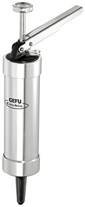 EFU Gebäckpresse COOKIE | Mit 20 Motiv-Lochscheiben & 4 Spritztüllen | Einstellbare Teigportionen, Backzubehör für Kekse & Dekoration, Aluminium/Kunststoff