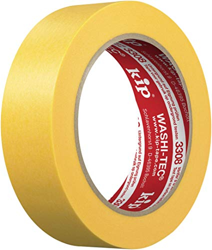 kip WASHI-TEC Goldkrepp - Klebeband 30 mm x 50 m - Sehr Dünnes Klebeband für Innen & Außen - Scharfe Farbkanten ohne Unterlaufen - Hohe Klebkraft