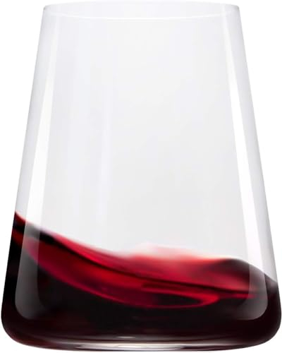 Stölzle Lausitz Set of 6 Red Wine Glasses, 17.6 oz - Modern Stemless Wine Glasses for Maximum Aroma - Flat Red Wine Glasses in Crystal Glass - Dishwasher and Resistant