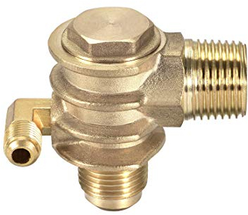 sourcing map Aire Compresor Retención Válvula, G1/2 x 3/4-16 UNF x M10 Rosca Macho, 3 Vías Accesorio Neumático, Latón