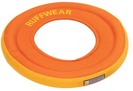 RUFFWEAR Hydroplan hund flygande skivleksak, flytande hund frisbee, lägereld orange, medium