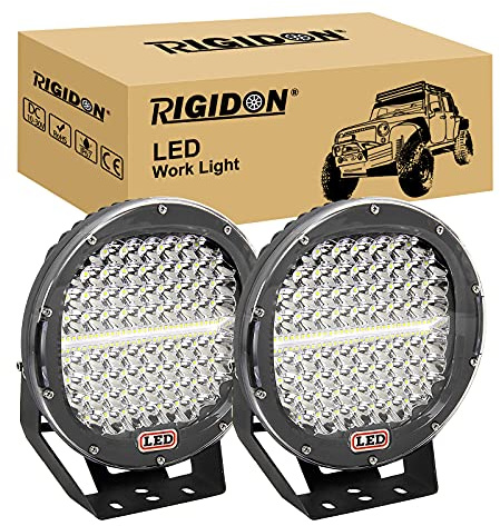 RIGIDON 2x Rund LED-arbetslampa 9 tum 294W spotlight-körlampa 12V 24V svart