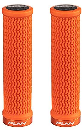 Funn Holeshot Poignées de Vélo de Montagne avec Serrage Unique, Diamètre Intérieur de 22 mm, Poignées de Guidon de Vélo Résistantes aux Extrémités Durcies (Orange)