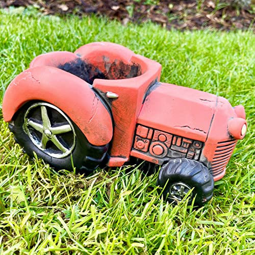Darthome Ltd Cement Orange Tractor Planter Retro Farm Truck Vehicle Plant Flower Pot Stand 20cm