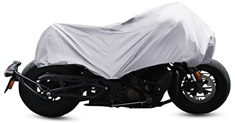 X AUTOHAUX - Cubierta para Motocicleta Ligera de Medio Forro para Exteriores, Impermeable, Protector contra la Lluvia y el Polvo, Tono Plateado, Talla M para la mayoría de Motocicletas de Turismo y